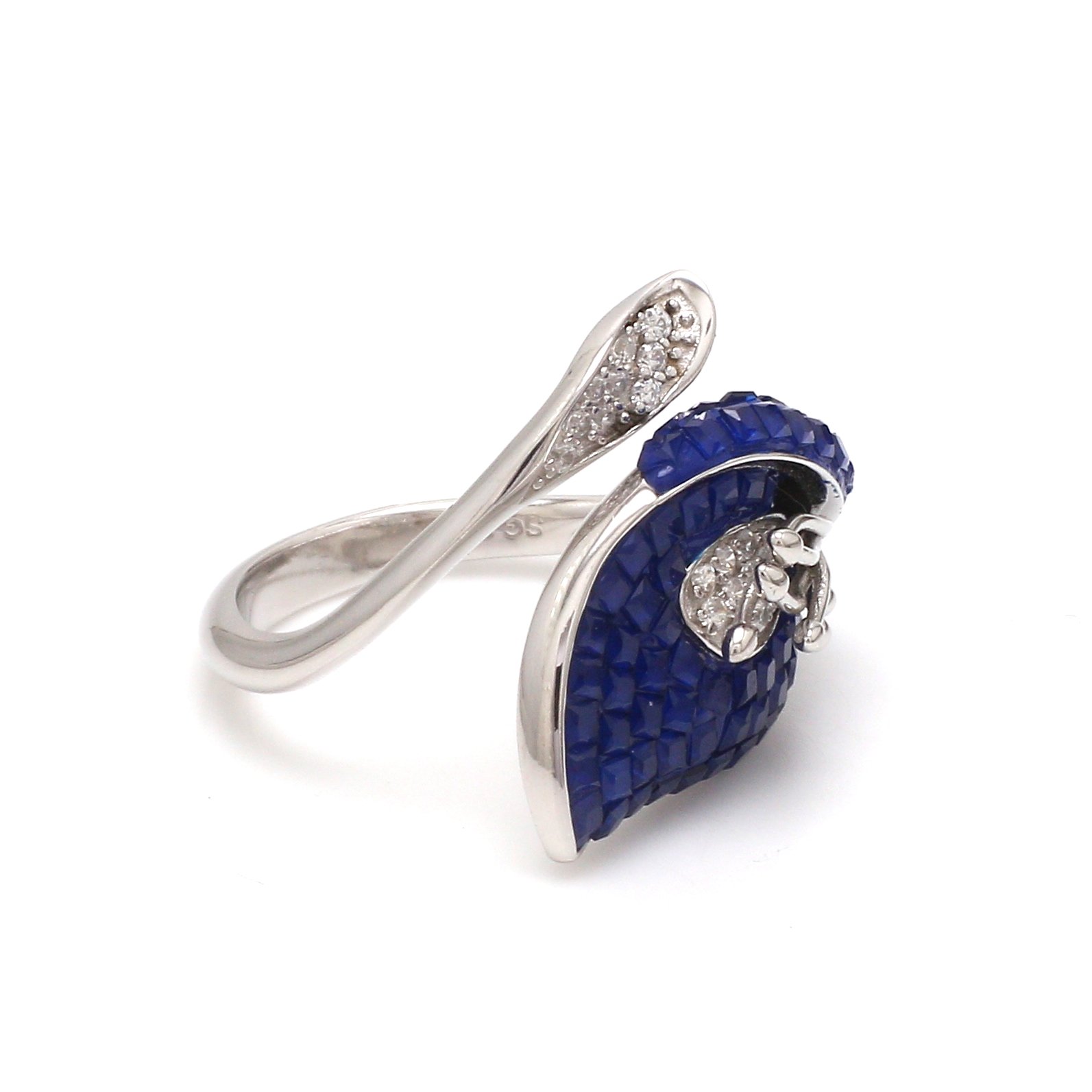 Nirelle Blue Bouquet Sterling Silver Ring – Elegant Floral Design - Image 3