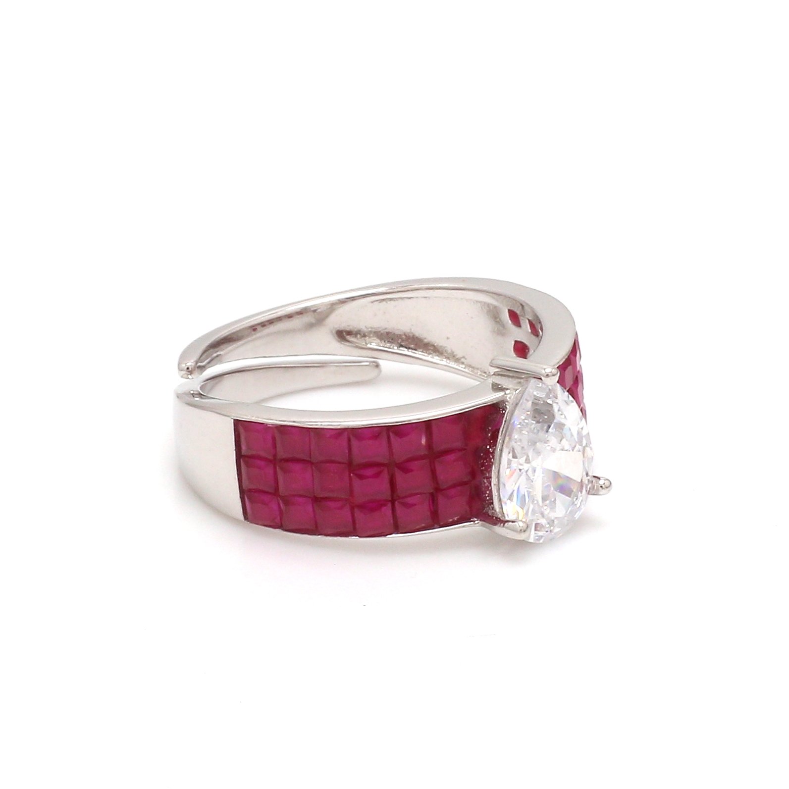 Nirelle Maroon Crystal Sterling Silver Ring – Elegant Gemstone Design - Image 3