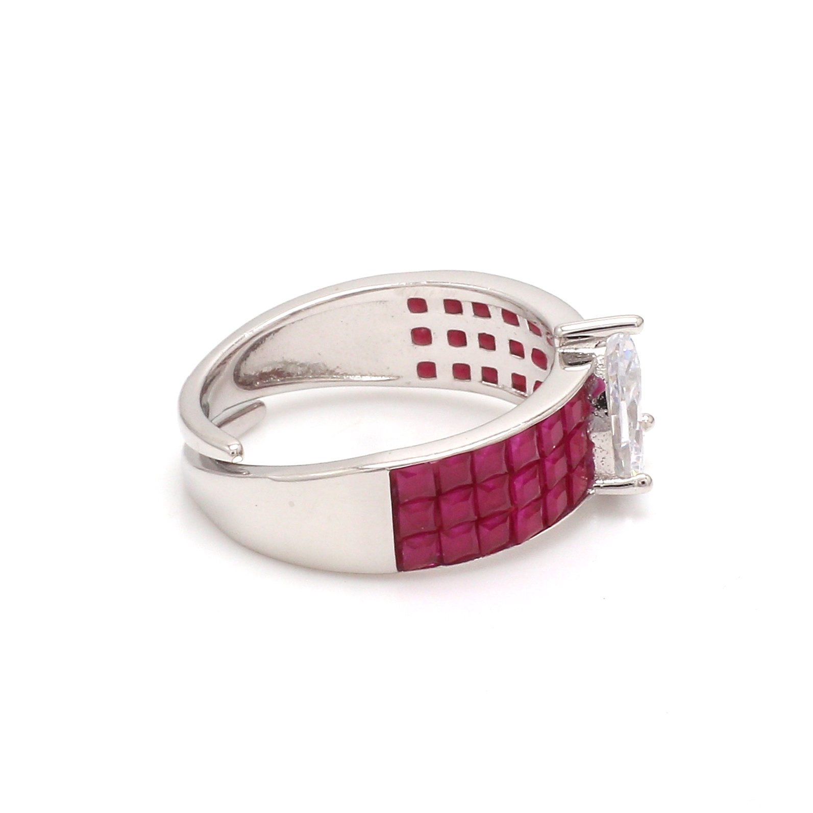 Nirelle Maroon Crystal Sterling Silver Ring – Elegant Gemstone Design - Image 5