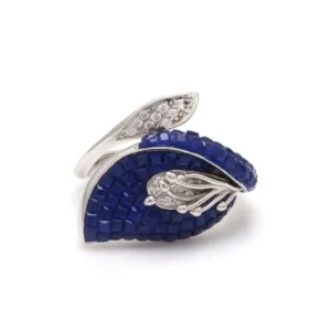Nirelle Blue Bouquet Sterling Silver Ring – Elegant Floral Design