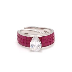 Nirelle Maroon Crystal Sterling Silver Ring – Elegant Gemstone Design