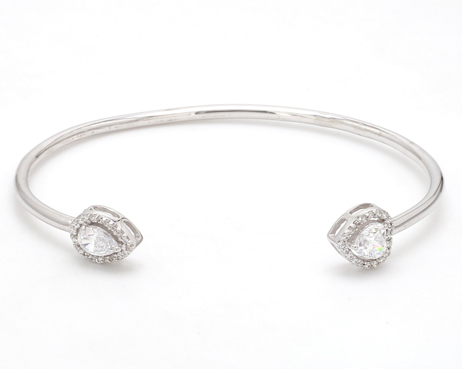 Nirelle White Heart 2-Stone Cuff Bracelet
