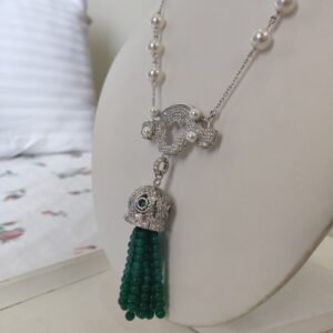 Art Deco Green Tassel Necklace