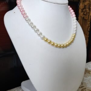 Pink White Yellow Pearl Necklace